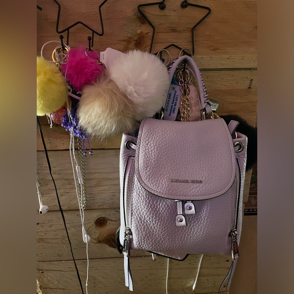 Michael Korsviv Soft Lilac Mist Extra-Small Pebbled Leather Mini Backpack